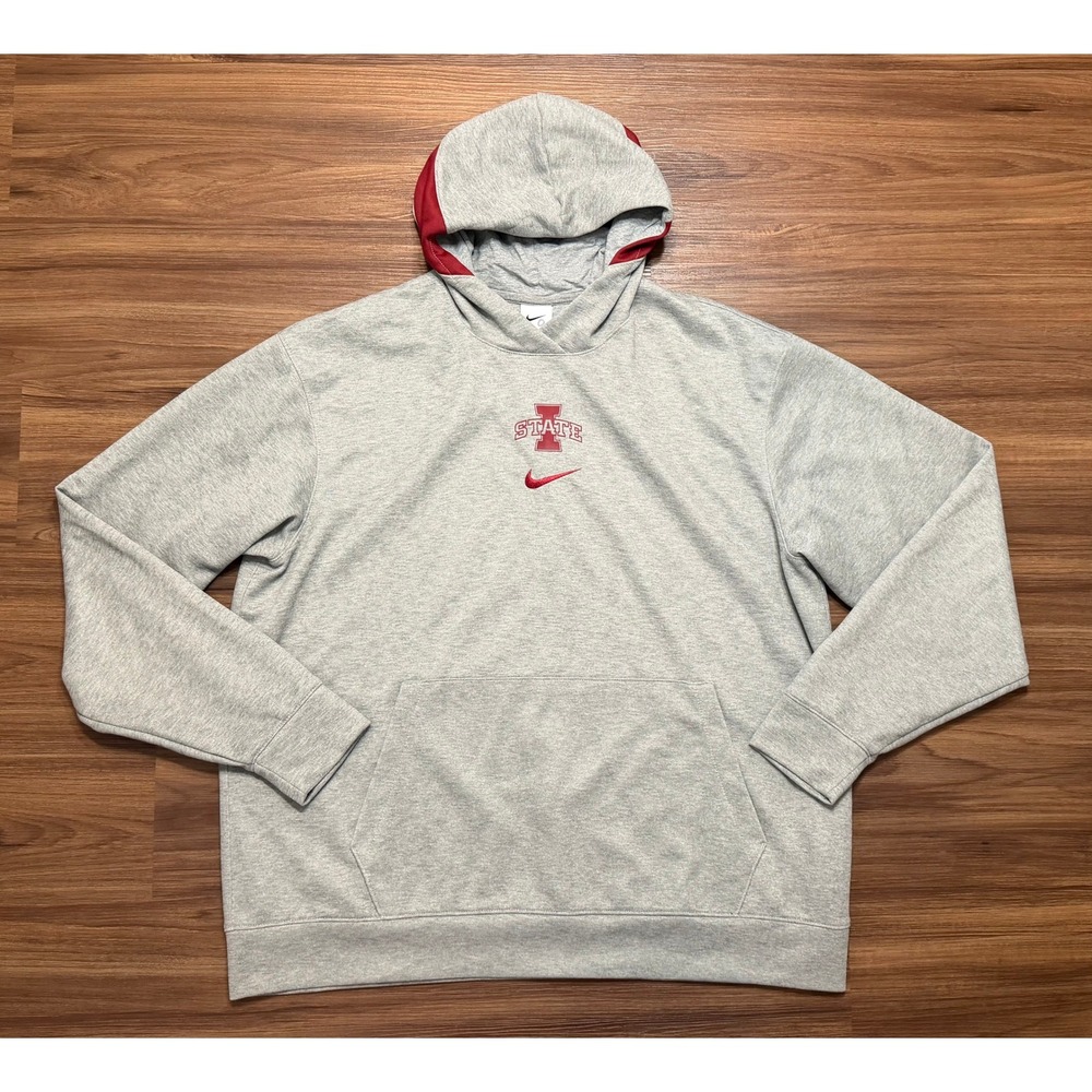 Nike Iowa State Cyclones Team Issued Gray Red Hoodie Men Sz XLT (DO3876-063)